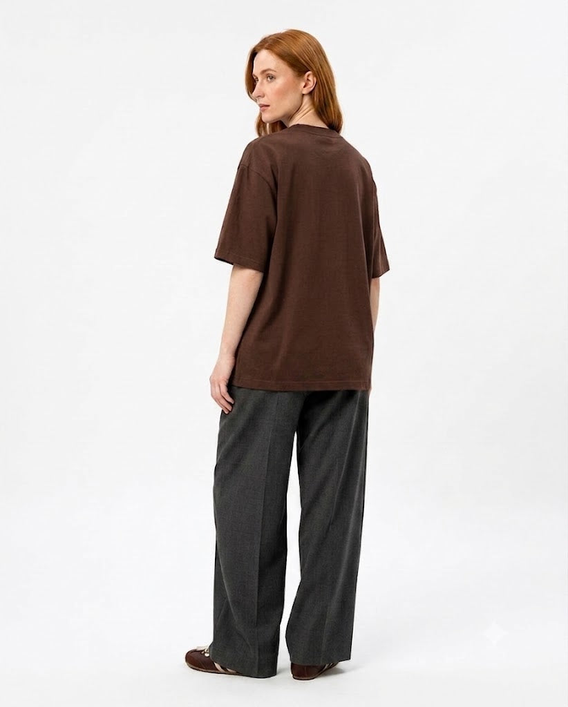 Heavyweight Chocolate Brown Oversized Crewneck T-Shirt