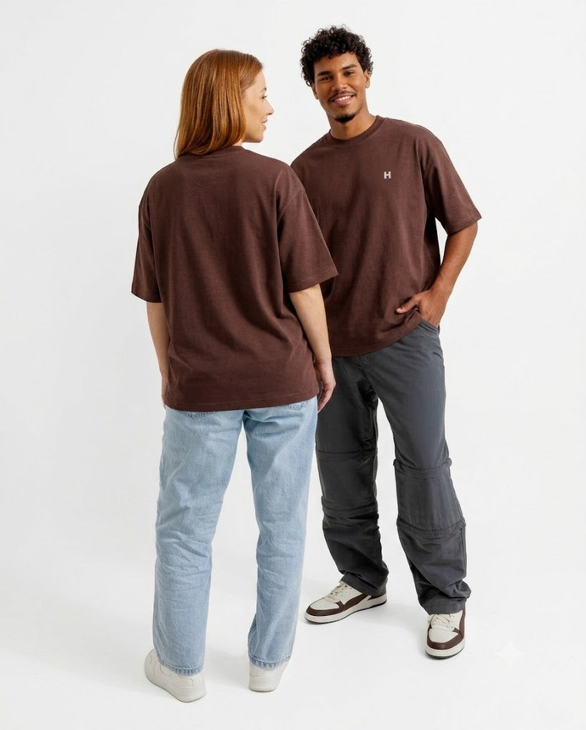Heavyweight Chocolate Brown Oversized Crewneck T-Shirt