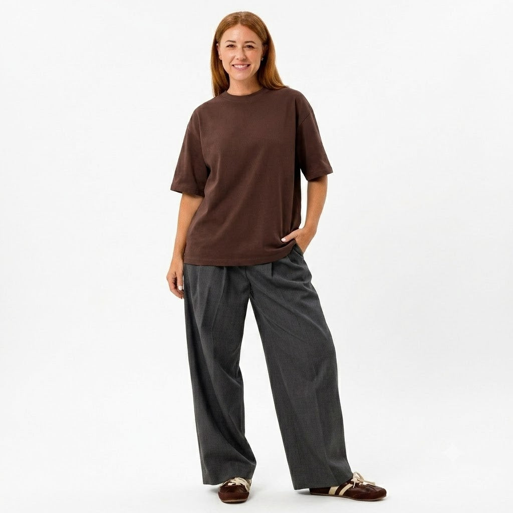 Heavyweight Chocolate Brown Oversized Crewneck T-Shirt